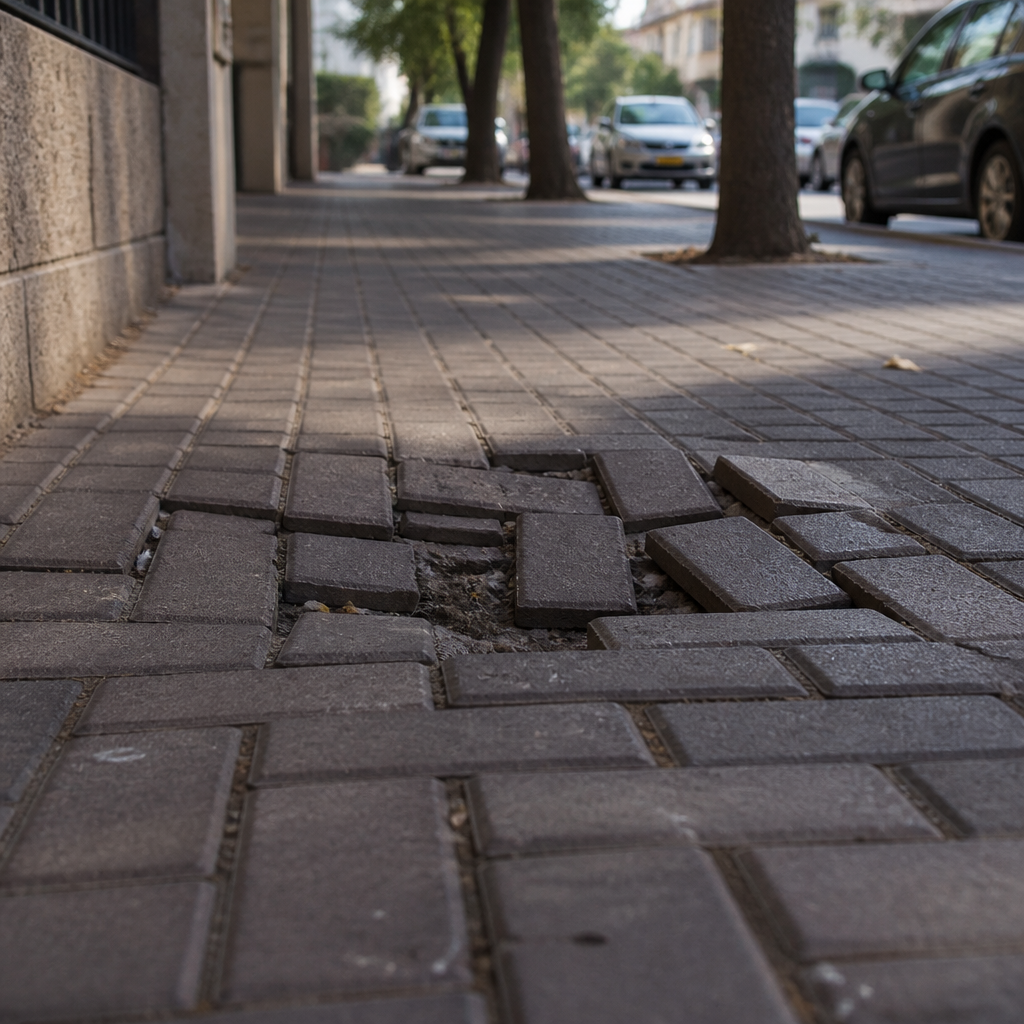 מדרכה סדוקה ופגומה ברחוב עירוני - מפגע בטיחותי ותביעת נזיקין נגד העירייה