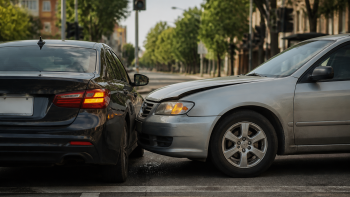 שני רכבים עצרו בצומת לאחר תאונת דרכים קלה — כמה זמן לוקח לקבל פיצוי תאונת דרכים