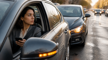 נהגת ברכב בצד הכביש אחרי תאונת דרכים בדרך לעבודה – למי פונים קודם