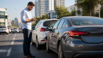 שני רכבים אחרי התנגשות קלה בפקק בוקר – תאונה בדרך לעבודה ללא ביטוח חובה