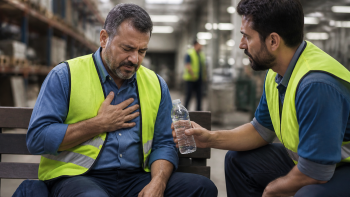 עובד מחסן בווסט זוהר אוחז בחזהו בזמן העבודה - התקף לב בעבודה ביטוח לאומי