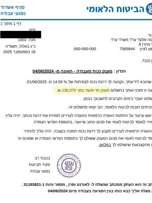 פסק דין נכות מעבודה